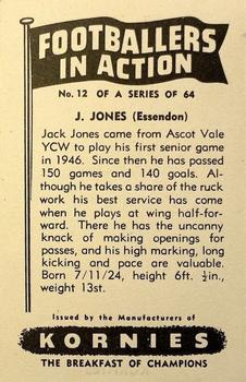 1953 Kornies; Footballers in Action #12 Jack Jones Back